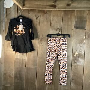 Mia Belle Girls Happy Fall Ya'll 2 Piece Set, Size 6Y/6X, Leopard